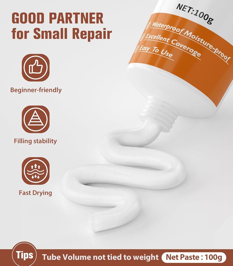 NINGOO Spackle Wall Repair Kit,Drywall Repair Patch Kit,Simple Small Wall Hole Filler＆Efficient Crack Repair,3 Pack Wall Putty Paste,Plaster Ceiling Repair,Apartment Friendly - Image 2